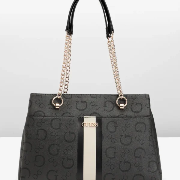 Guess-Printed Structured Shoulder Bag
